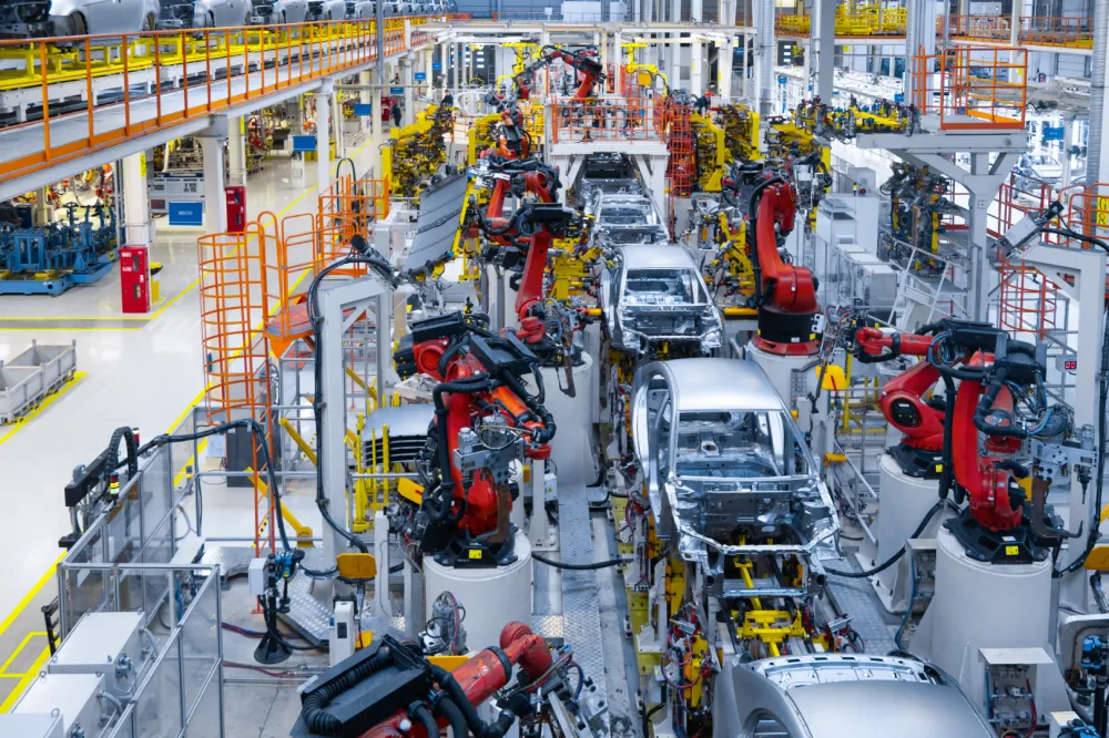 Cars on an automated production line